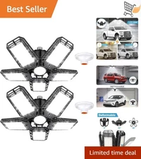 LED Garage Light 2 Pack Ceiling 160W 16000LM 6500K Deformable Panels Shop Light