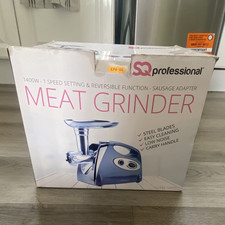 SQ Professional 1400W Electric Meat Grinder, Reverse, Sausage & Kibbe, Grey