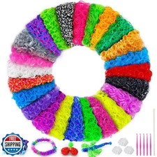 ROSHUKG 5100 Rubber Band Refill Kit, 24 Colours Rubber Band Bracelet Making K