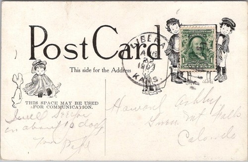 1907 Artist-Signed JOHN McCUTCHEON Postcard A BOY IN SPRINGTIME / Train Tracks - Picture 2 of 2