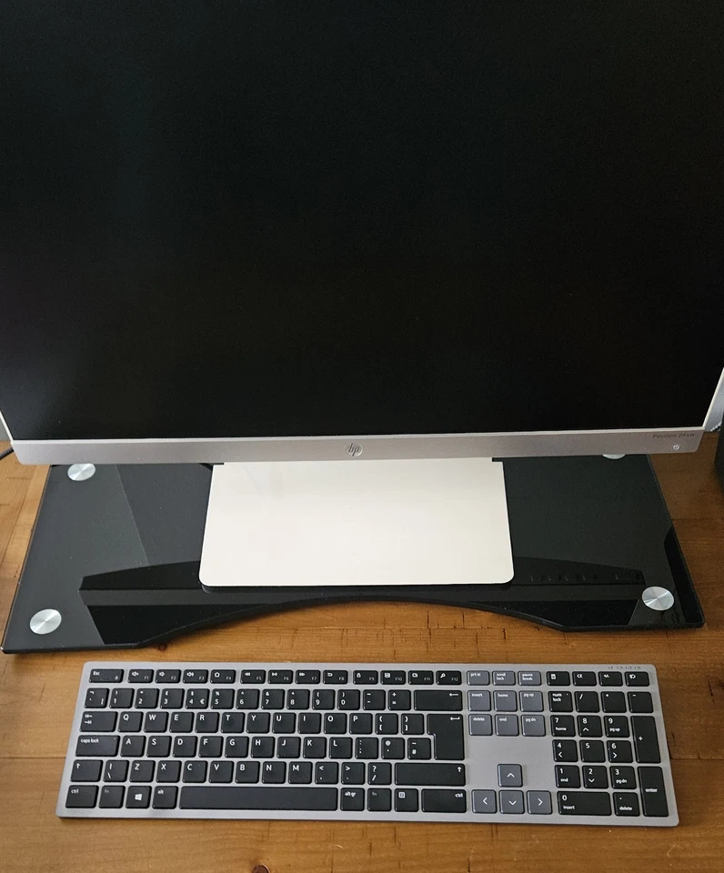 VonHaus Black Glass Monitor Stand Without Legs - Image 2 of 4