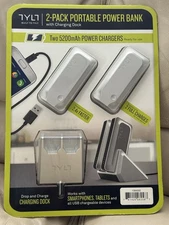 NEW - TYLT 2 Pack Portable Power Bank w/ Charging Dock 5200mAh Chargers USB Wall