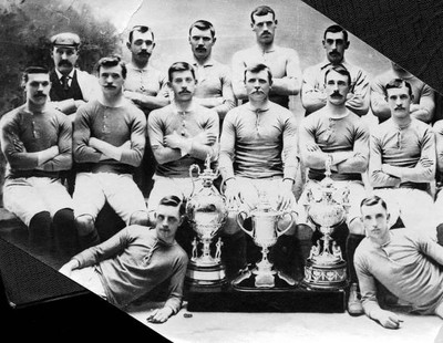 The Glasgow Rangers football team with their trophies 1896 Old Photo