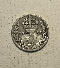 Rare 1885 Silver Thrupenny bit - Three Pence piece Queen Vic - Sterling Silver 
