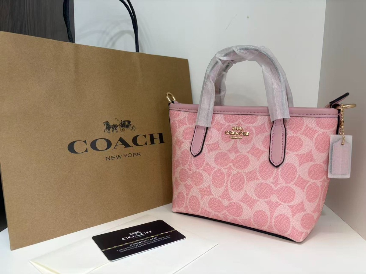 COACH City Mini Tote Bag Signature Canvas CW032 Powder Pink Outlet