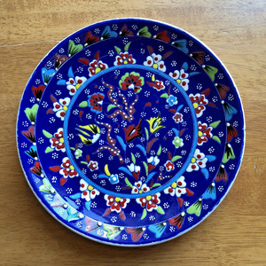 Vintage Kutahya Turkey SIGNED Gini Hand Painted Pottery Plate 9.25 raised paint