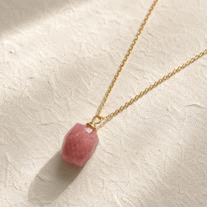 Authentic Natural Strawberry Quartz Pendant Necklace | 18K Gold Plated | Vitality & Love