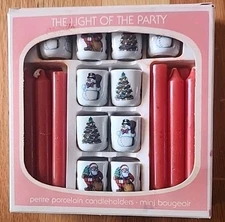 Vintage Bavarian Village Petite Porcelain Christmas Candleholders Set 10