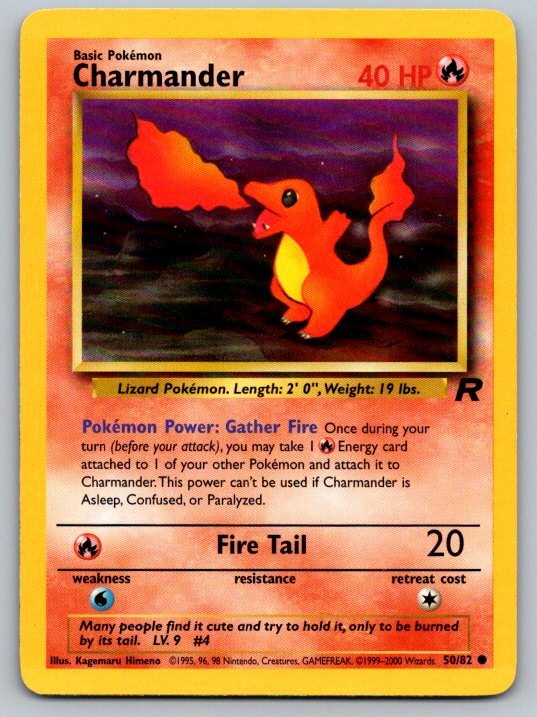Charmander 50/82 Common Team Rocket Pokemon Unlimited Lightly Played