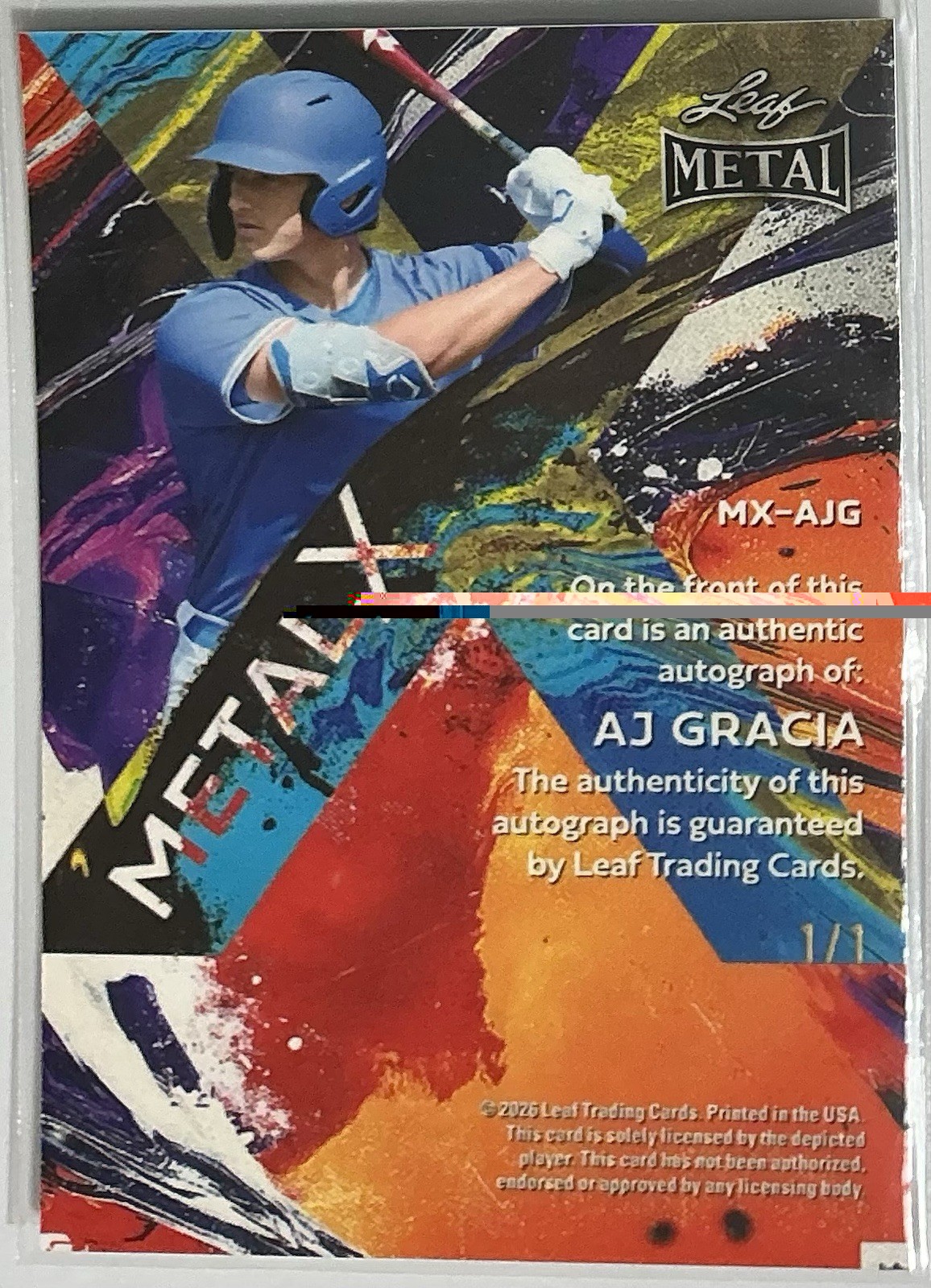 1/1🔥⚾️AJ Gracia #MX-AJG⚡️2026 Leaf Metal⚡️Baseball⚡️Metal X⚡️AUTO⚡️Braves⚾️🔥 view 2