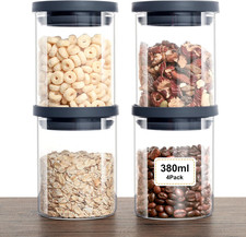 4 Pezzi Barattoli Vetro Con Coperchio per Cucina - Set Ermetico in Borosilicato,