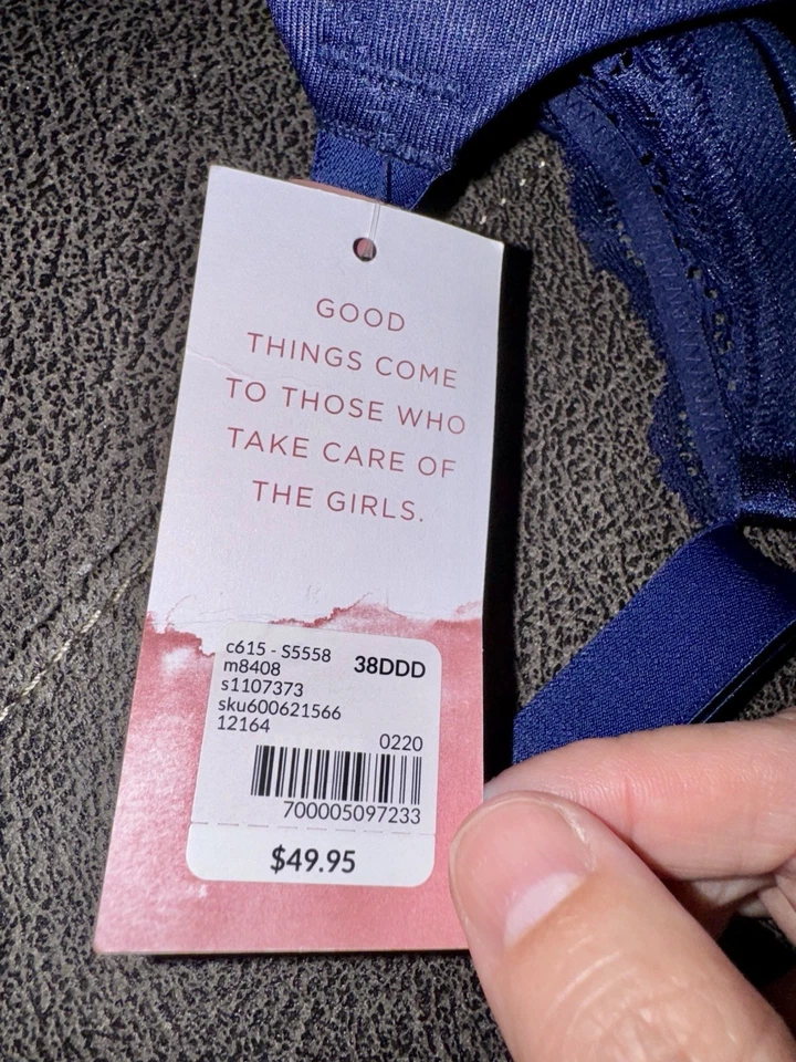 Lane Bryant Cacique Women's Blue Navy Blue Bra 38DDD - NWT Can Cross Back Strap - Image 4 of 4