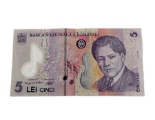 2005 Romania 5 Lei Paper Money Romanian Banknotes Currency Enescu Polymer 