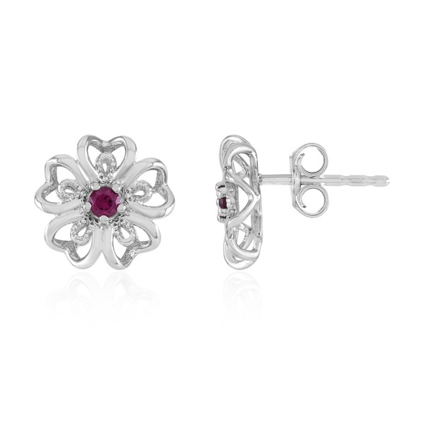 Cavill Silberohrringe Damen 925 Sterlingsilber Rhodolith 0,26Ct Rundschliff-image