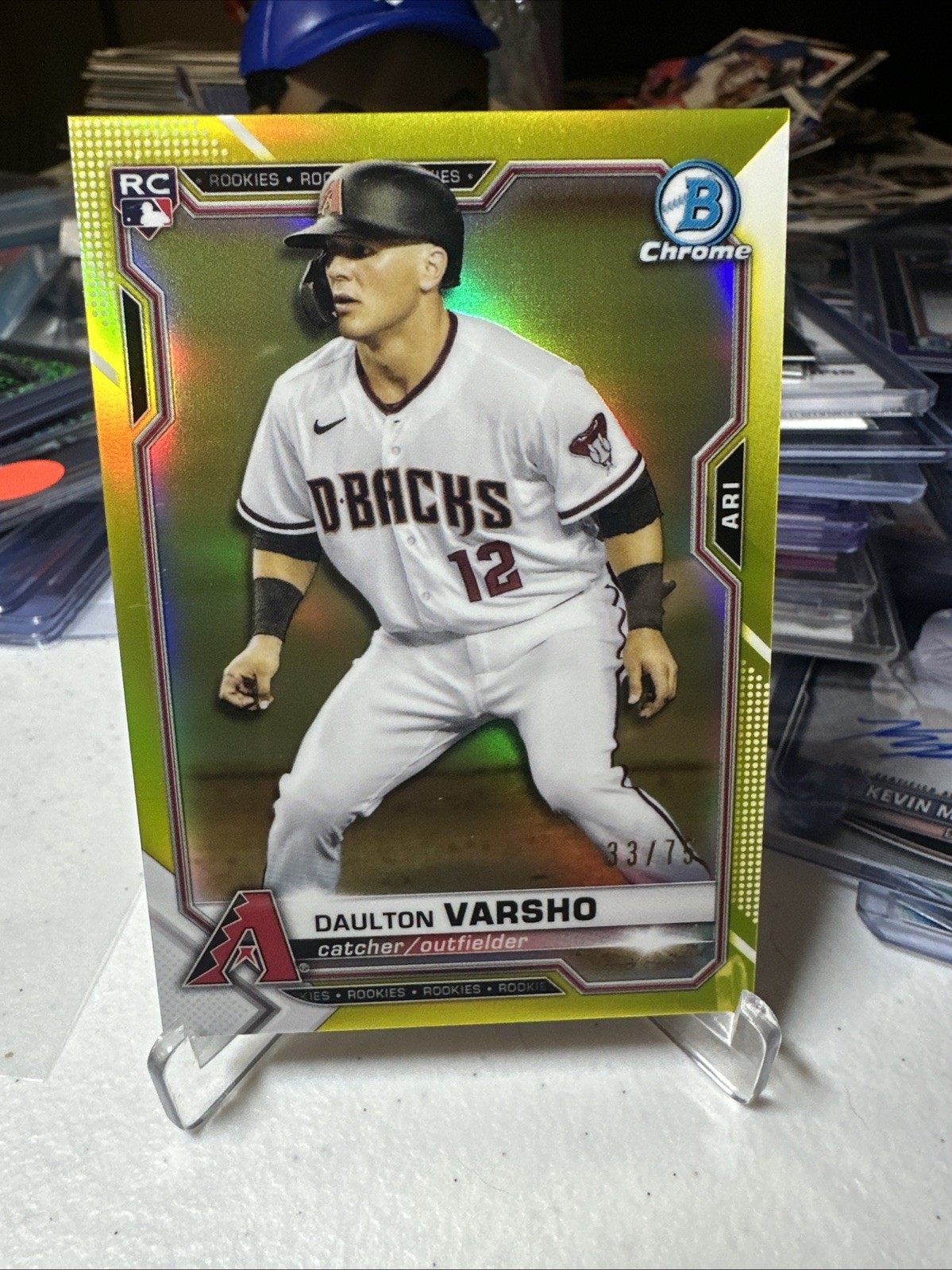 2021 Bowman Chrome Daulton Varsho #95 Yellow Refractor RC Rookie serial /75