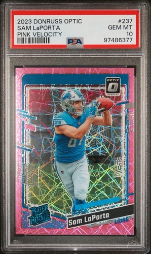 Sam LaPorta [Pink Velocity] #237 2023 Panini Donruss Optic card