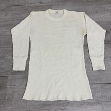 Vintage 70s Hanes White Long Sleeve Thermal Shirt Mens Large