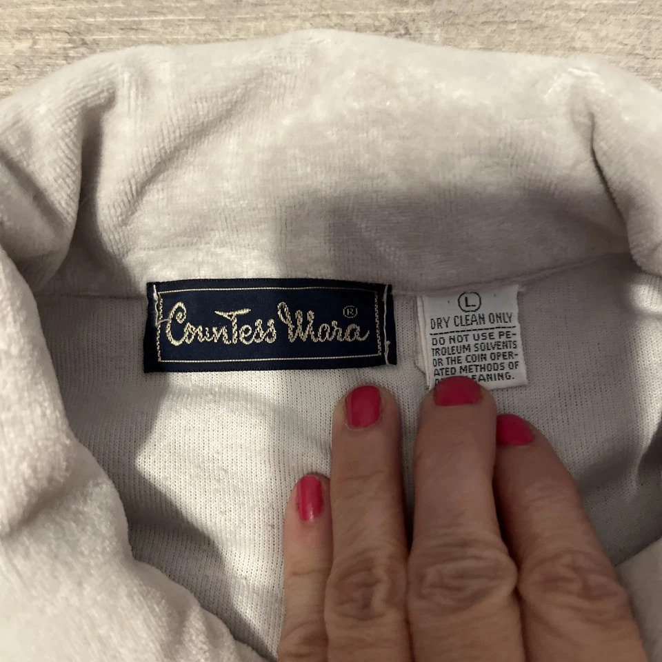 *Jaqueta Masculina Vintage Condessa Mara Velour Track Suit Branco Cinza Preto Grande - Imagem 4 de 4