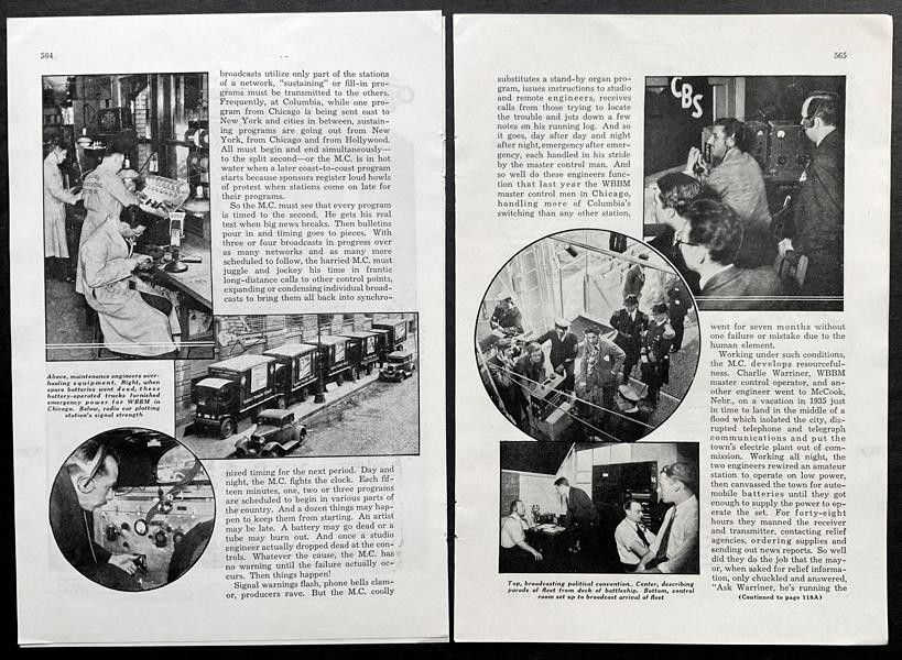 “The Masterminds of Radio” Master Control Operator 1937 pictorial CBS ...