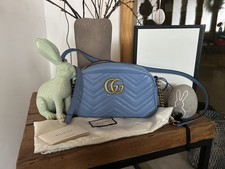 Gucci GG Marmont Leder blau Aqua Gold  Klein ...