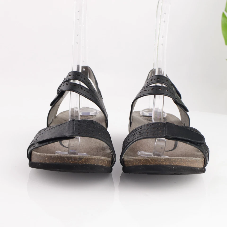 Abeo Womens Bijou Sandal Size 10 N Black Leather Adjustable Strappy Flat Shoe - Image 2 of 4