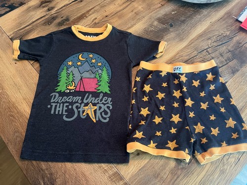 Lazy One Kids Pajama 2 Piece Set "Dream under Stars" SS Shirt & Shorts. PJ's. - Picture 2 of 4