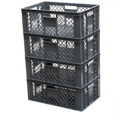 LOGIPLAST 4 Stück Bäckerkisten / Brotkisten 600 x 400 x 230 mm in grau