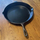 Vtg Lodge Cast Iron Skillet #14 15 Inch Large Fry Pan Dual Spouts USA 3 Notch