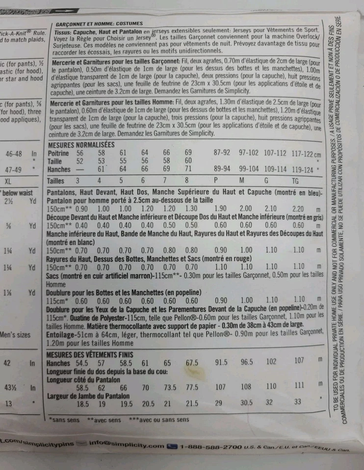 2015 AVENGERS Captain AMERICA Pattern SIMPLICITY #1030 Boys 3-8 Men's S-XL Uncut - Image 4 of 4