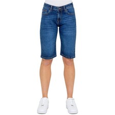 Enzo Denim Long Shorts Womens Casual Summer Stretch Mid Rise Half Pant