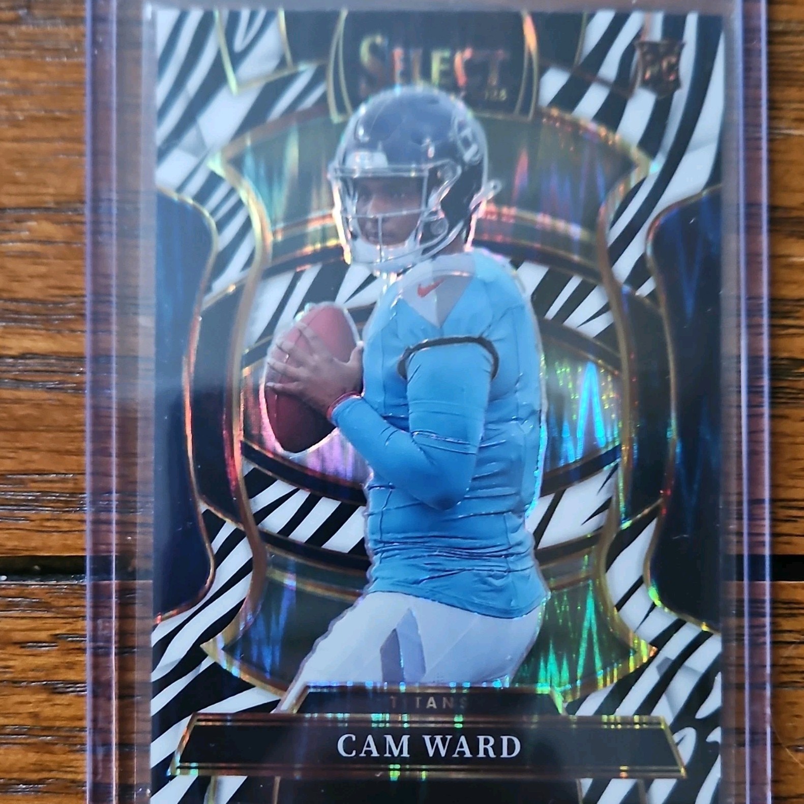 Panini 2025 Select Football Cam Ward Titans Zebra Prizm Rookie Card #26