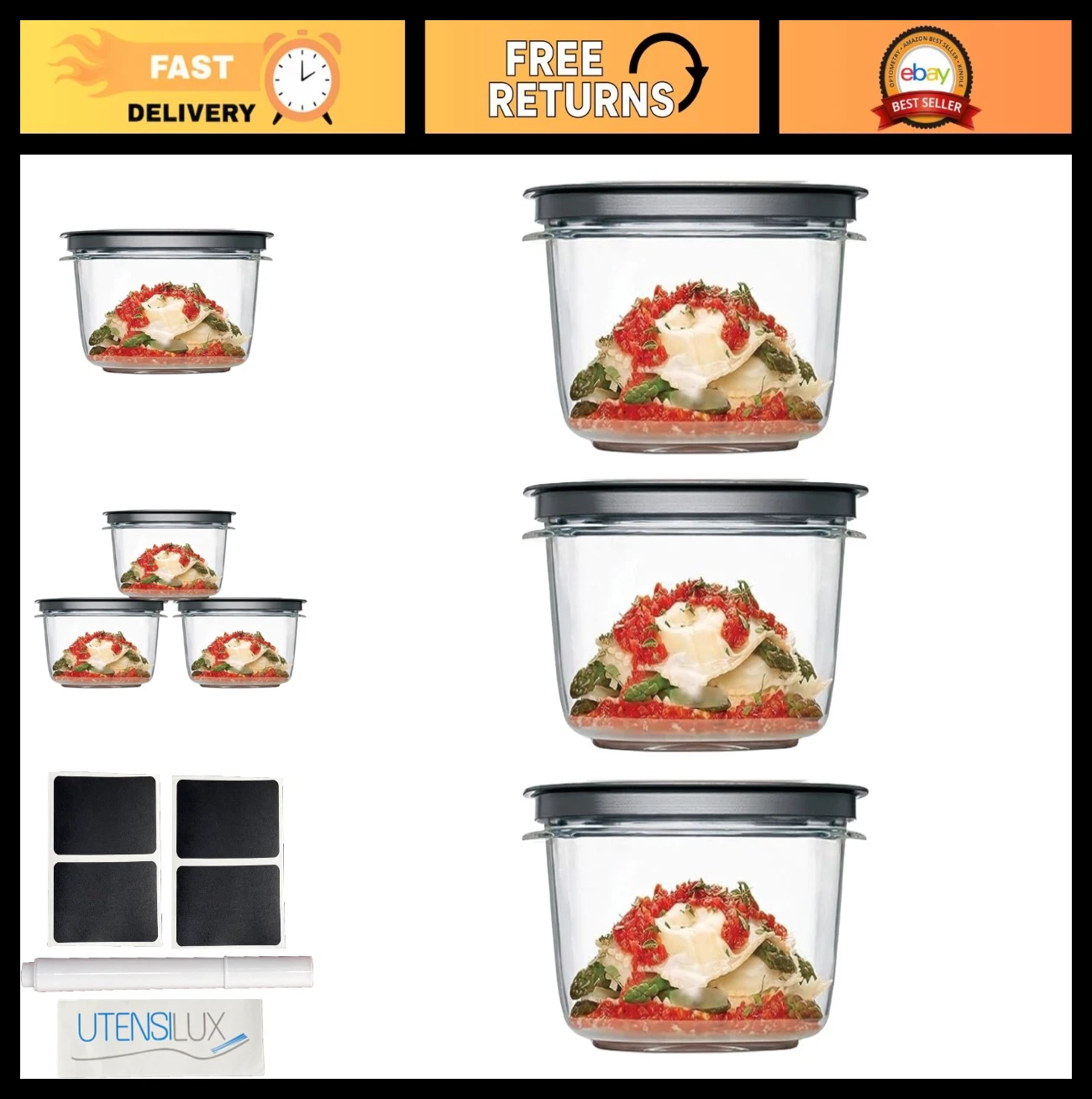 7-Cup Flex & Seal Food Storage Set - 3 Tritan Containers & Lids, 6 Pieces