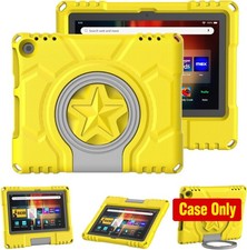 Case for 8in Tablet, Shockproof Kid-Proof Cover with Handle Stand, Yellow