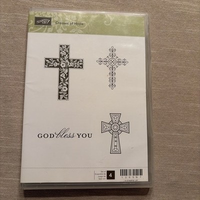 Stampin Up CROSSES OF HOPE Stamp Set God Bless Faith Scroll Celtic Religious