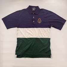 Vintage Burberrys Polo Shirt M USA Made Nautical Crest Block Stripe 100 Cotton