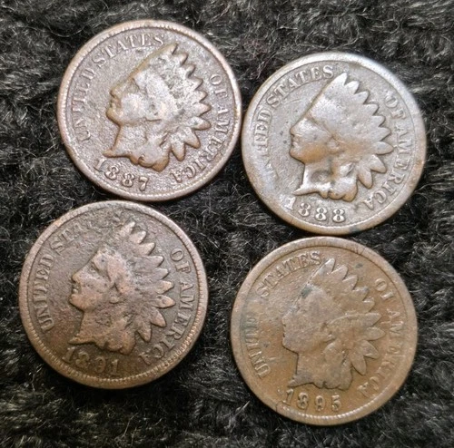 1800s 4 Coin Indian Head Cent Lot Nice Album Fillers Full Dates