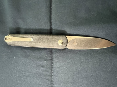 Kizer Feist Liner Lock Denim Micarta - Excellent, with Denim Knife Roll and Box
