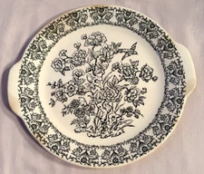 Vtg Royal China Chop Plate-Green-Blooming Tree Pattern with Bird in Flight.