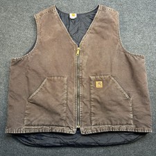 Carhartt Men  s V26 DKB Duck Canvas Sherpa Lined Vest 2XL Brown XXL