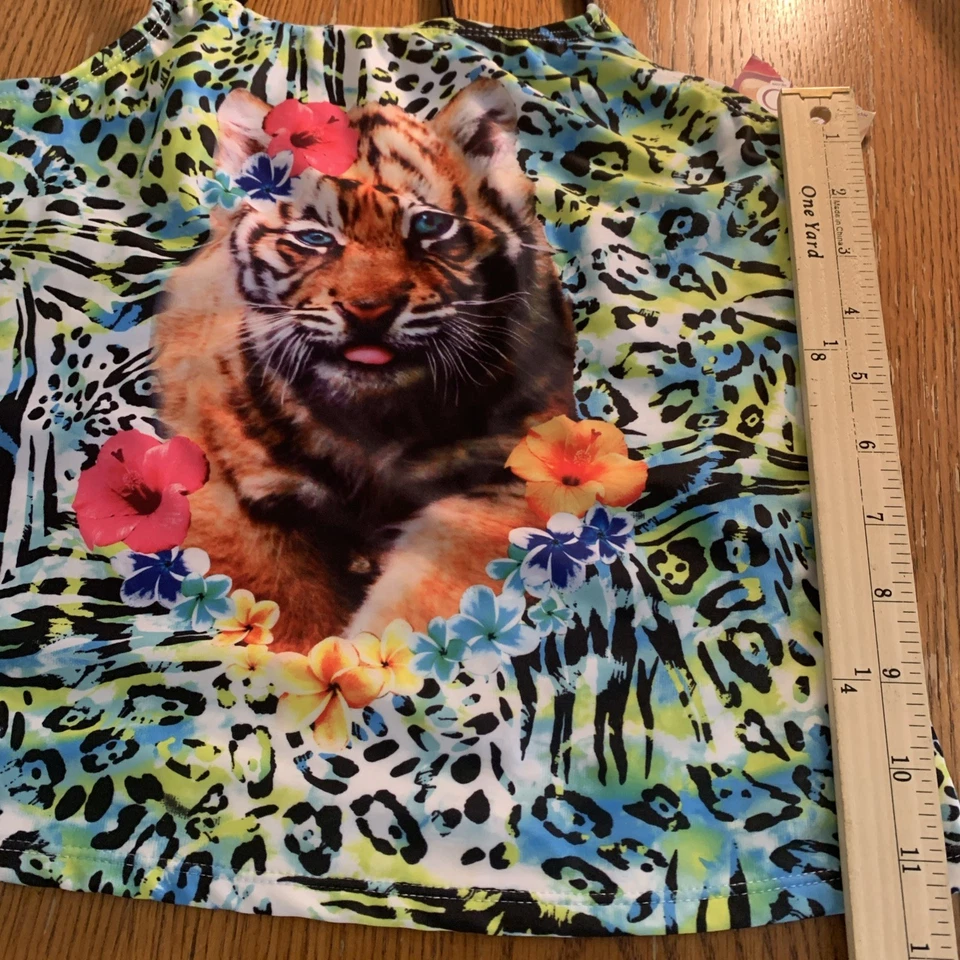 Traje de baño Tankini tropical Ocean Pacific para niñas jóvenes XL 14/16 con top de tigre solamente Foto 4 de 4