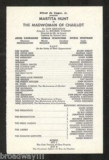 Martita Hunt "MADWOMAN OF CHAILLOT" John Carradine 1948 Tryout Broadside