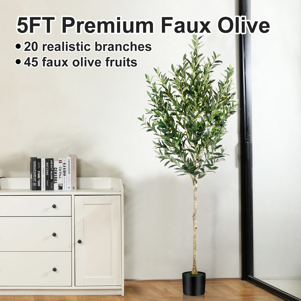 5FT Tall Faux Realistic Olive Trees Artificial Olive Tree For Indoor ...
