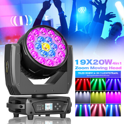 LED 19x20W 4in1 Zoom Moving Head Stage Licht RGBW Scheinwerfer DMX Halloween Dj