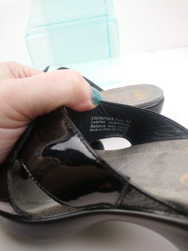 Dansko Black Patent Leather Flower Wedge Slip On Sandals Women's 37 / US 6.5 - 7 - Picture 7 of 8