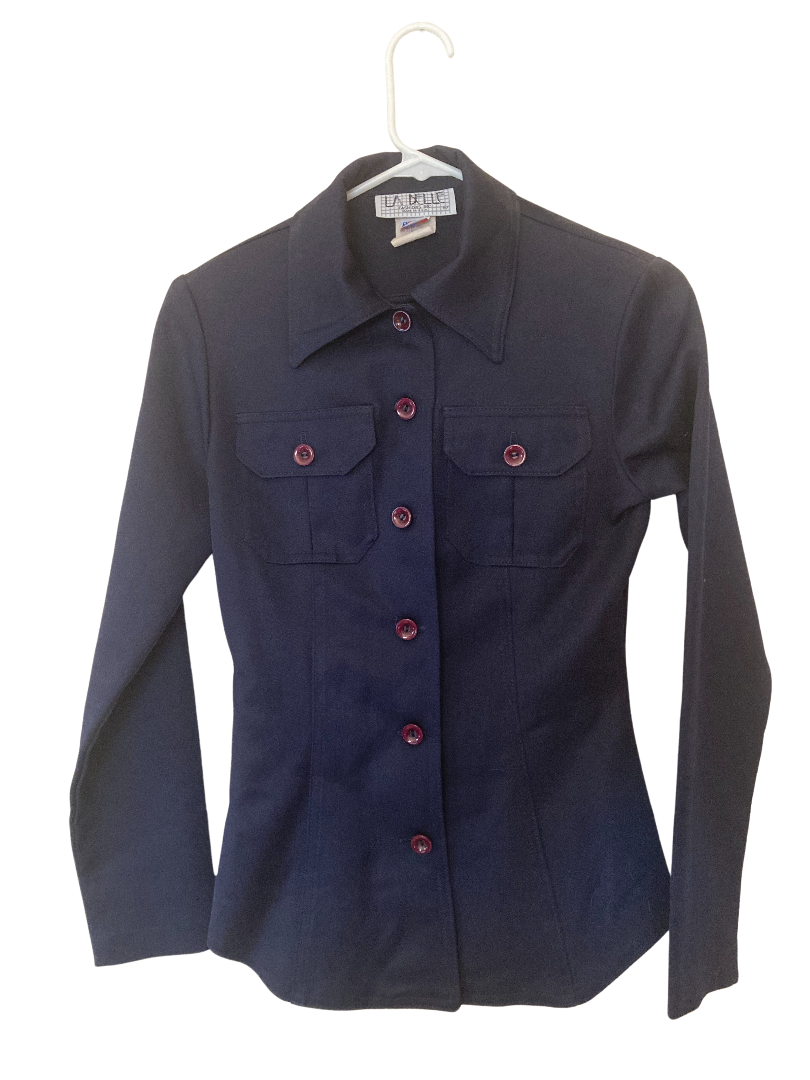 Vintage Womens La Belle Black Long Sleeve Shirt MADE IN USA size