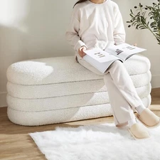 Upholstered Storage Ottoman Entryway Bench for Bedroom Hallway End of Bed