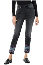 DG2 by Diane Gilman Women's Geo Embroidered Skinny Jean Black