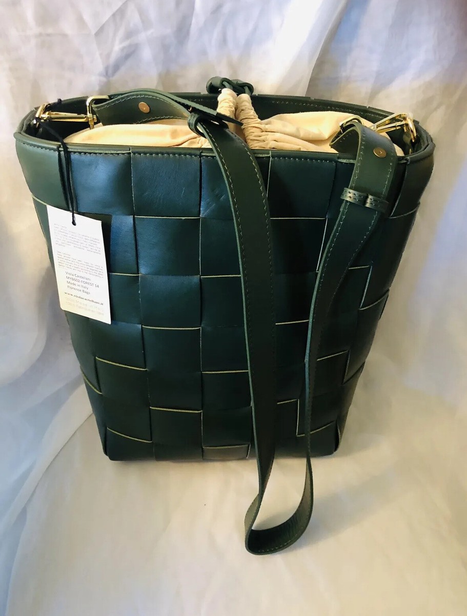 VIOLA CASTELLANI ITALIAN LEATHER SHOULDER/CROSSBODY BAG FOREST