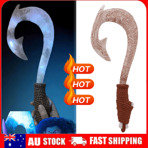 Cartoon Moana Fish Hook Knife Cosplay Maui Weapon with Light Children's Toys AU