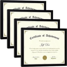 HappyHapi 8.5x11 Picture Frames Certificate Frame | 4 Pack Document Black 